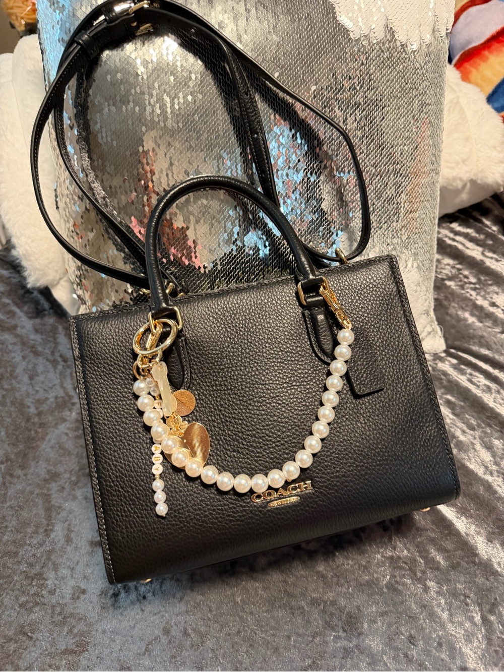 Coach Maggie Small Tote Bag crafted from refined pebble leather with gold